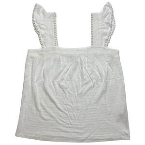 Style & Co Tank Top Large White Women's Cotton‎ Pointelle NEW